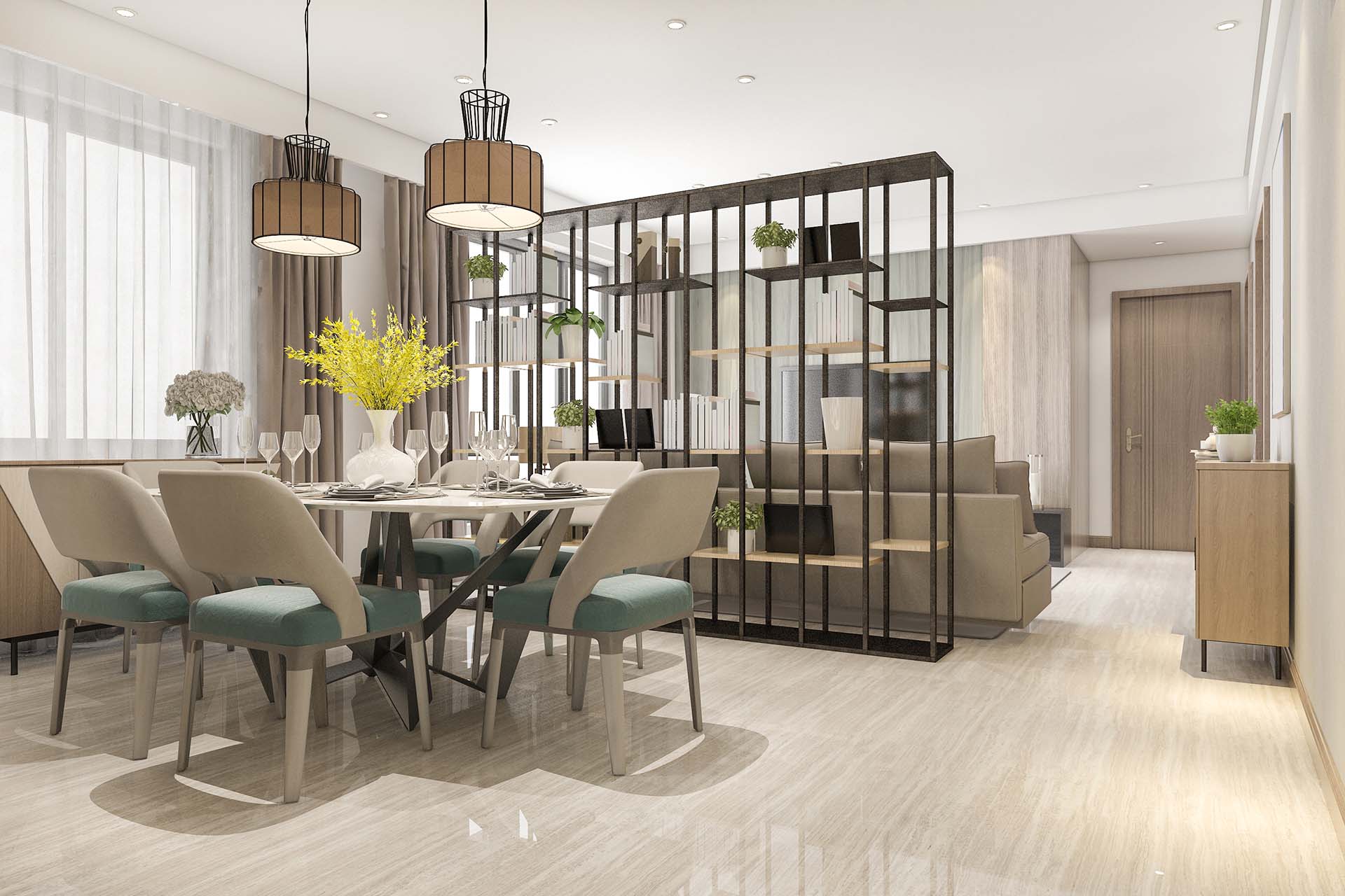 Luxury Living Room & Kitchen